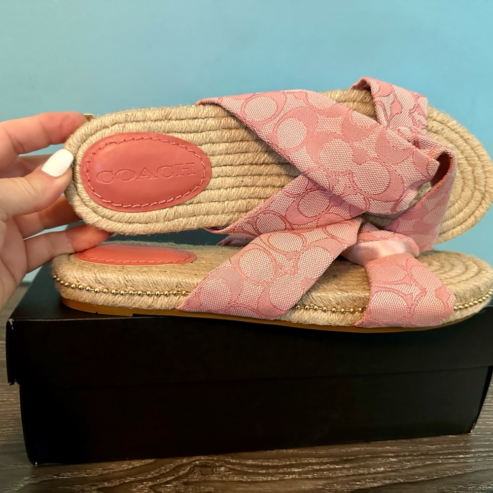 Coach Pink Signature Jacquard Charli Espadrilles Ladies Size 10 - Picture 5 of 8